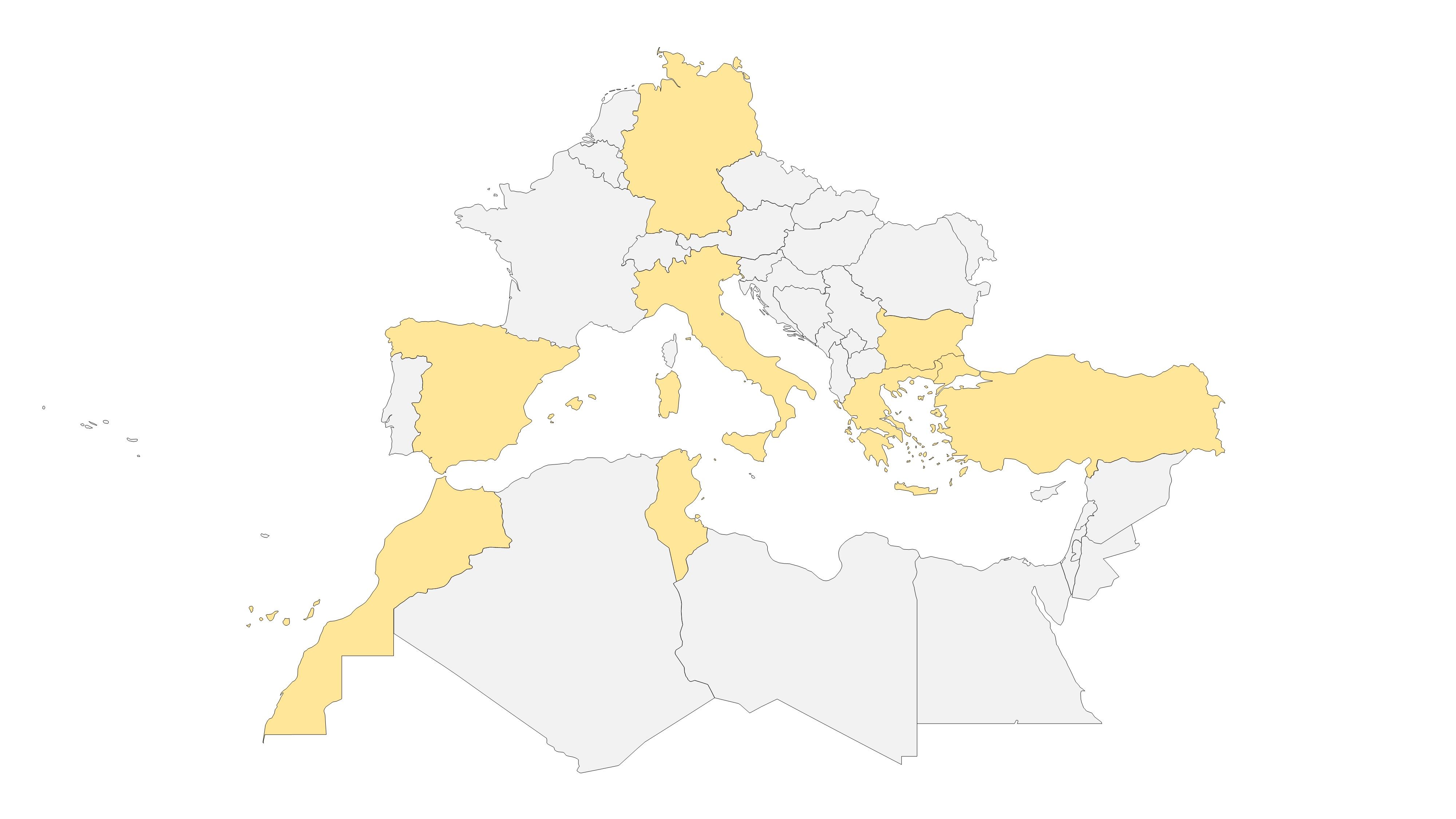 Geographic reach of the NBS360 partnership across the Mediterranean
